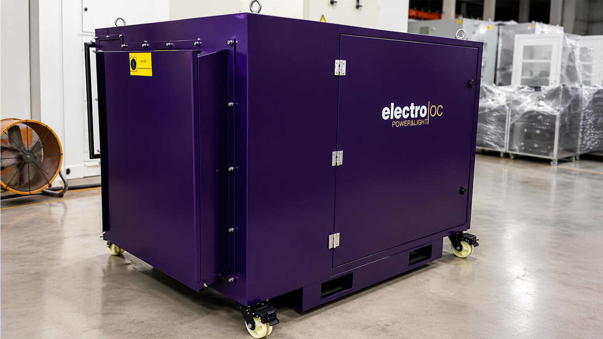 Groupe électrogène violet caisson insonorisé — Electroloc Power & Light