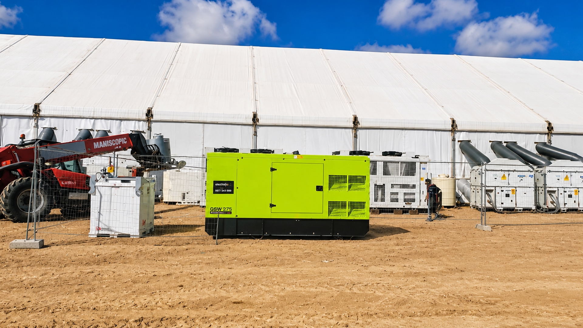 Location groupes électrogènes pour événementiel sous tente — Electroloc