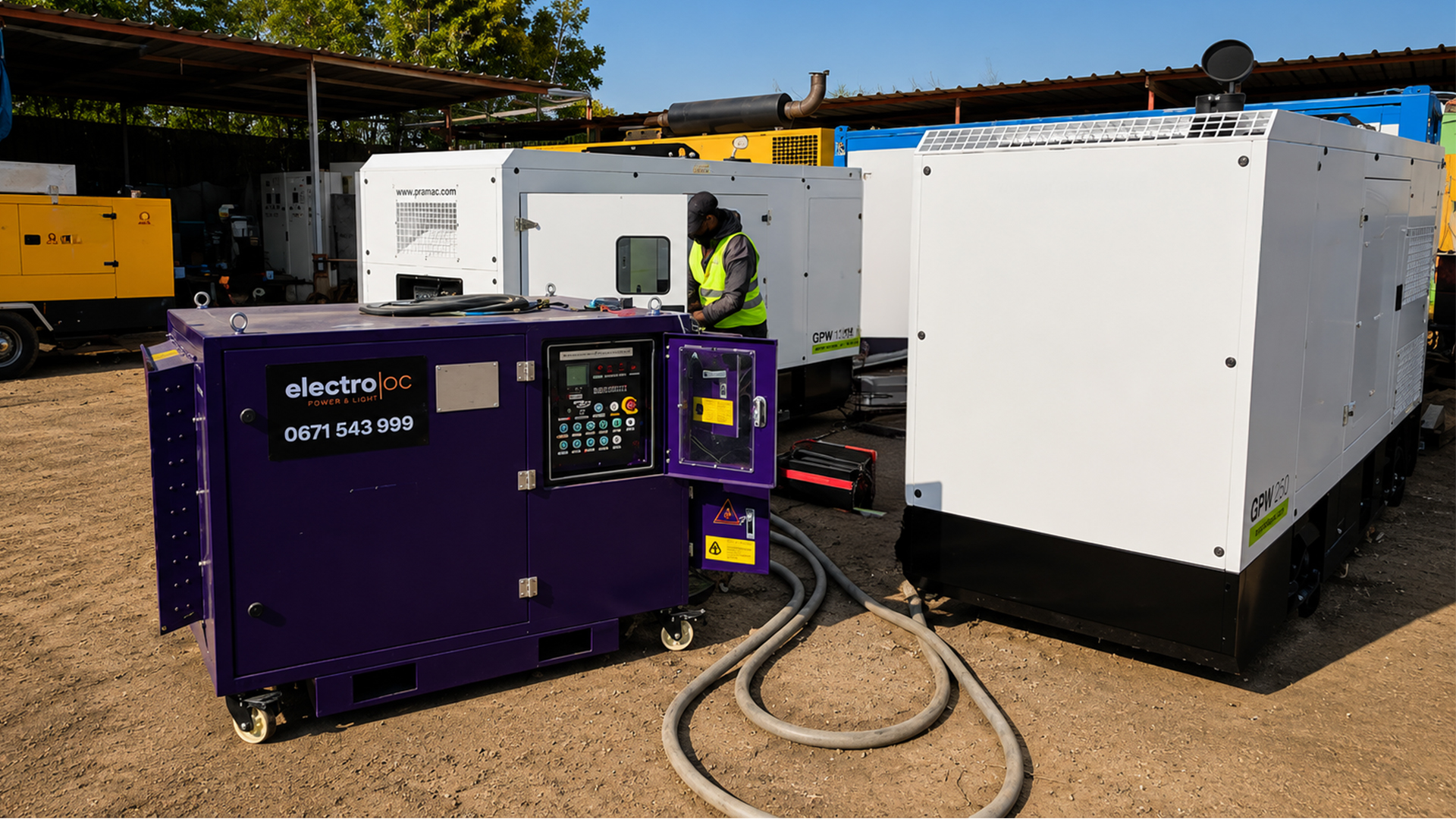 Technicien Electroloc connexion groupe électrogène sur site client